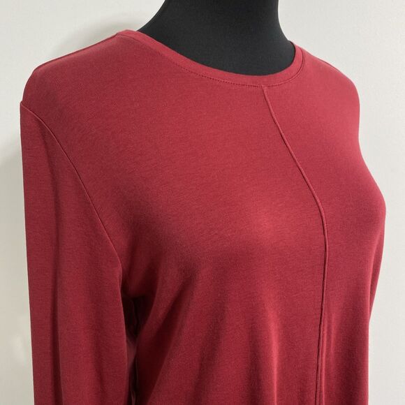 J. Jill Tee Shirt Womens L Red Pima Cotton Crew Neck High Low Hi-Lo Sustainable - Picture 11 of 11